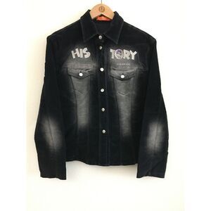 History Iceberg Vintage Black Velvet Stretch Jacket Italy L